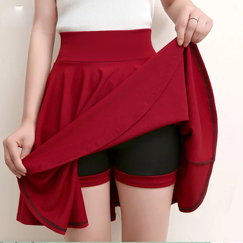 

Dinboa Korean Style Folding Women's Skirt, High Waist, Red and Black Aesthetic Miniskirt, 2022 Summer Collection