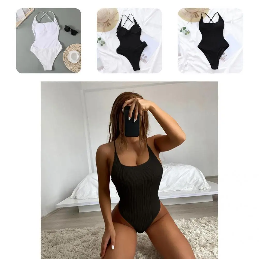 

Polyester Great Women Bikini Bodysuit One Piece Swimwear Lightweight Women Swimsuit Good Texture for Nightclub