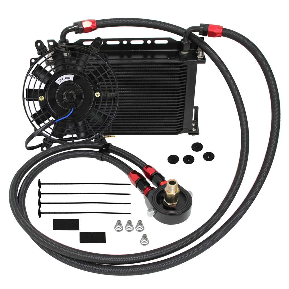 

Моторный масляный радиатор, 25 рядов, 8AN, Электрический охлаждающий тонкий вентилятор радиатора с монтажным комплектом