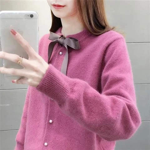 

Rose Korean Japan Knitting Lady Girl Woman Blouse Shirt Women Sweater Cardigan Knit Tops Women's Sweaters Top Coat Cloth Suétere