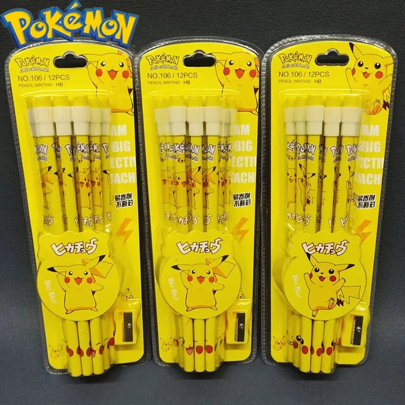 

4/8/12Pcs Pokemon Pikachu Kawaii Anime Figure Cartoon Pencil Pokemon Kids Pencil Student Stationery Children Birthday kid Gifts