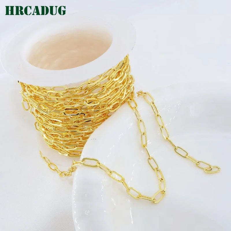 Women's Necklace Chain 18K Gold Plated Brass Metal Rectangular Clavicle Chains For DIY Jewelry Making Accessories Gift Component