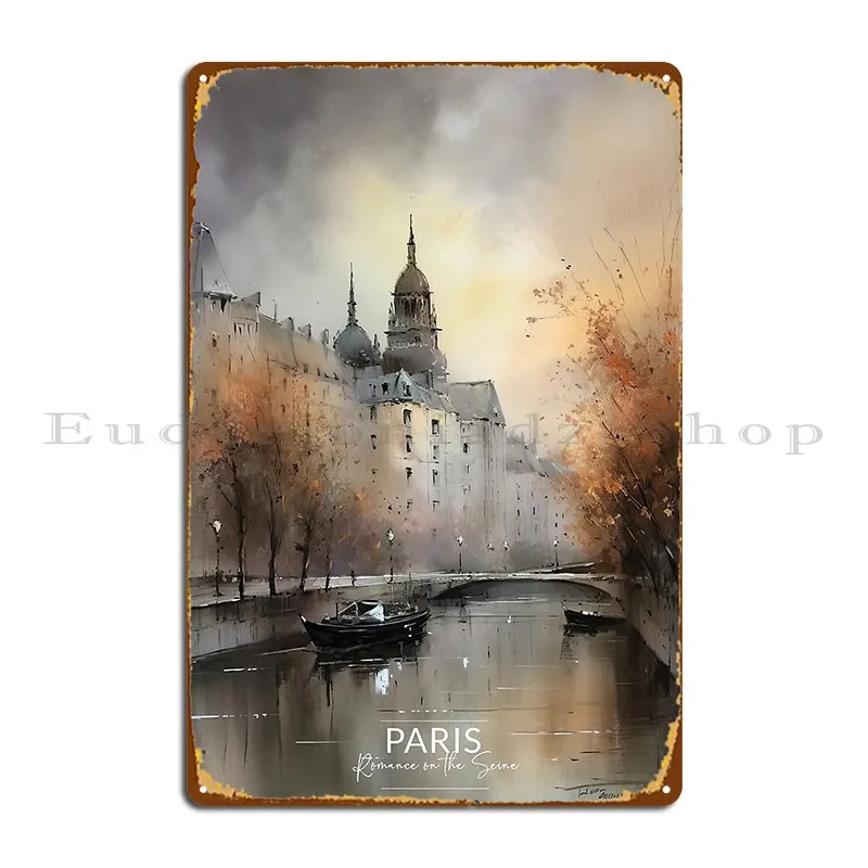 

Металлическая вывеска Paris Romance On The Seine