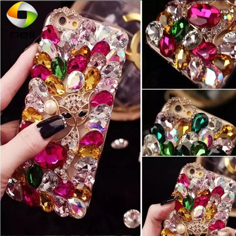 Чехол с лисьим стеклом и стразами для самостоятельной сборки чехлы Samsung S21 S20 Plus S8