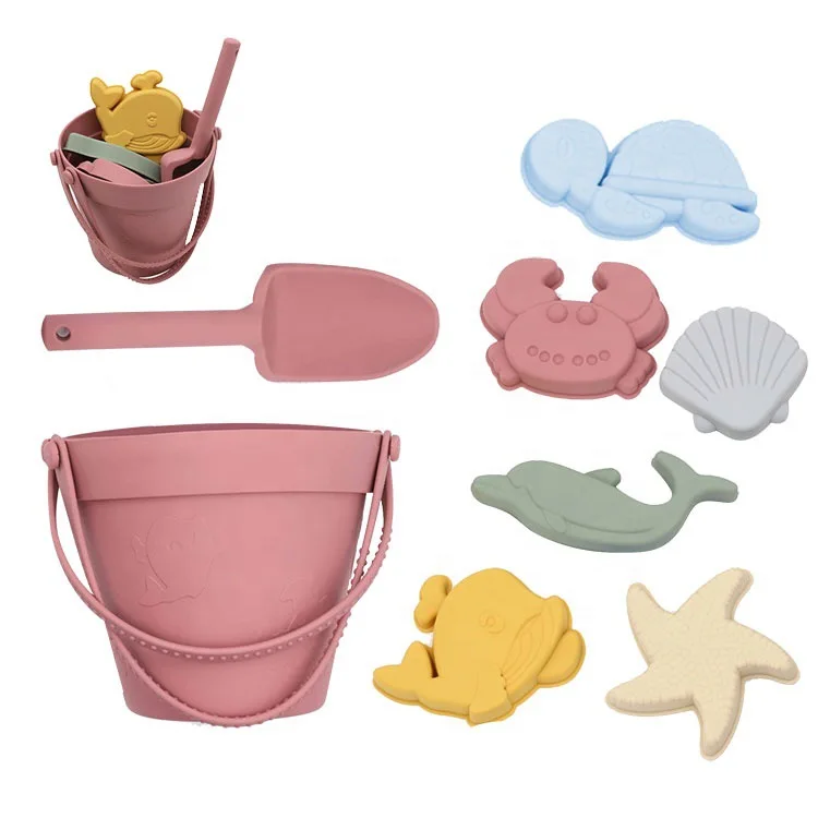 

Silicone Beach Bucket Toy Set Creative Parent-child Toy Beach Interactive Water Playing Children Sand Digging Shovel
