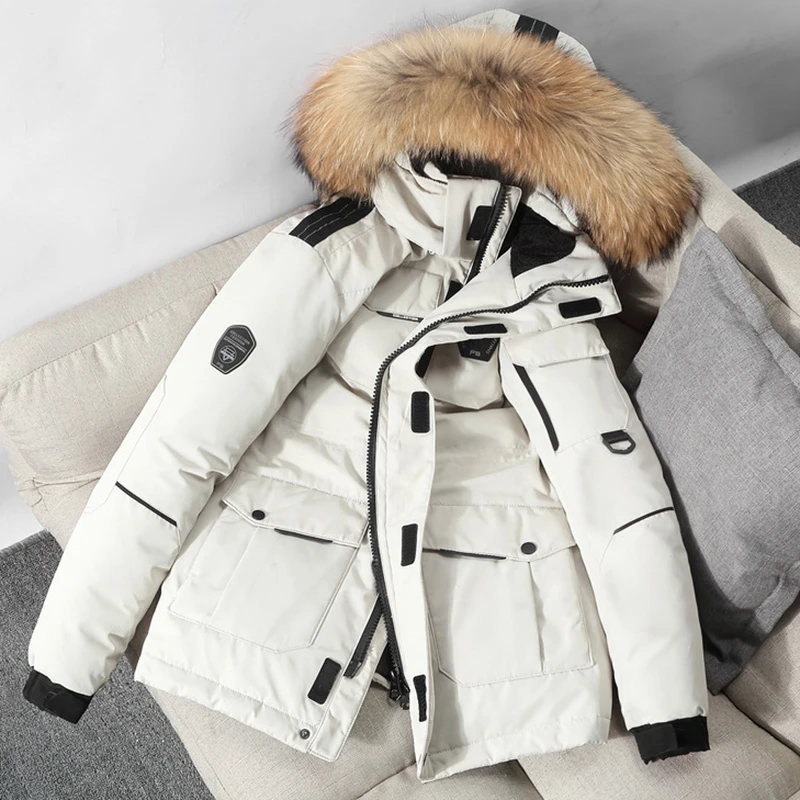 Down Jacket Mens Fashion Workwear New Style Young Puffer Jacket Short Thicken Outdoor 2022 Warm Winter White Duck Down Coats 4XL