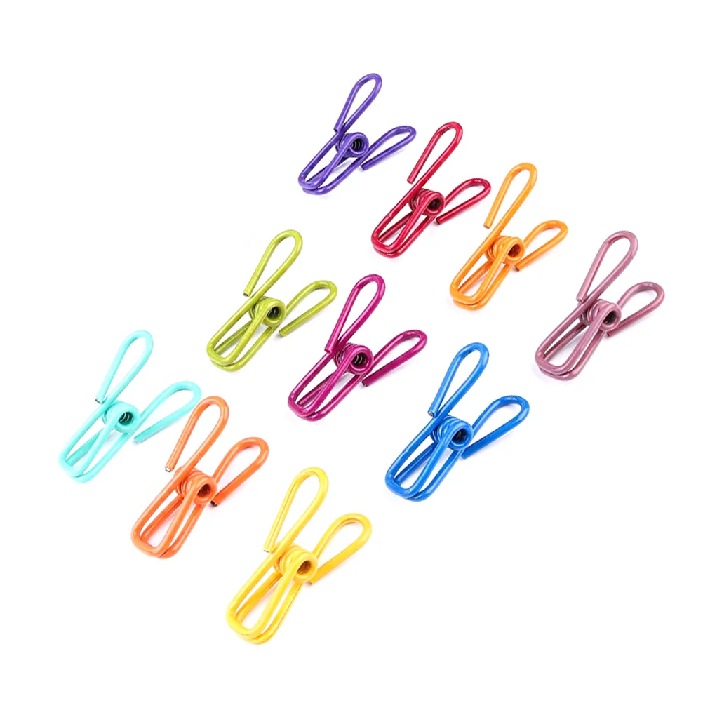 

32 Pcs Clothesline Utility Clips Colorful Multifunctional Steel Wire Clips for Clothes Line Bag Sealing Paper Clips (Random