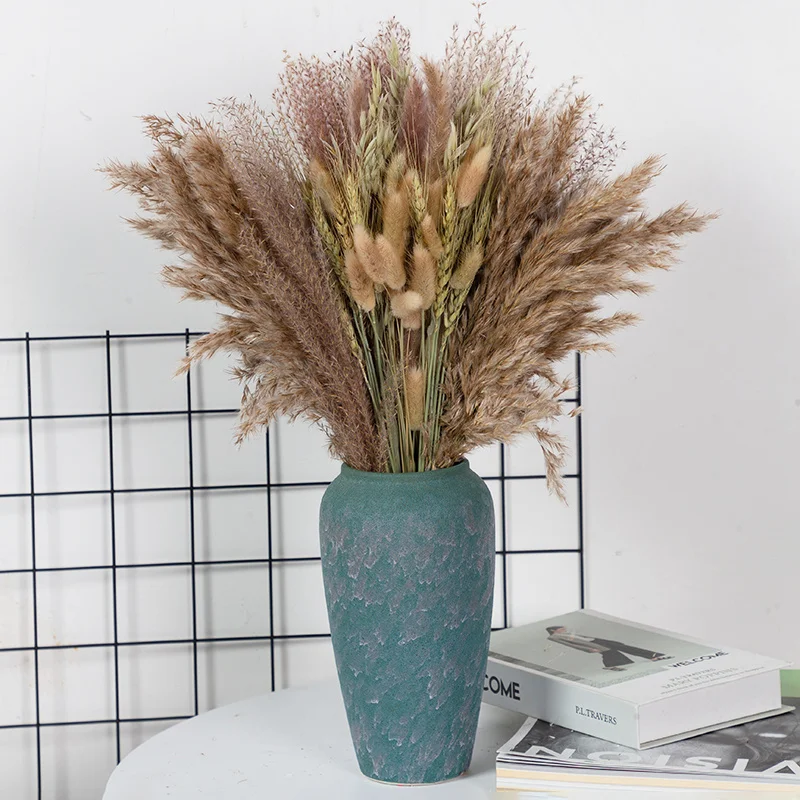 

75pcs Dried Flowers Natural Pampa Rabbit Tail Grass Bouquet Boho Home Decor For Wedding Accessories Decoration