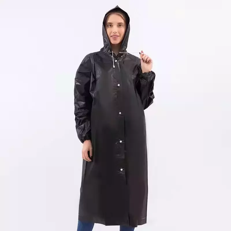 

Quality 1PC 145*68CM EVA Unisex Raincoat Thickened Waterproof Rain Coat Women Men Black Camping Waterproof Rainwear Suit