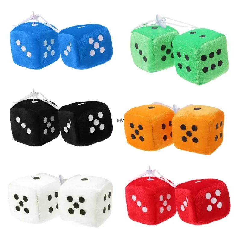 

1 Pair Fuzzy Dice Dots Rear View Mirror Hanger Decoration Car Styling Accessorie W91F
