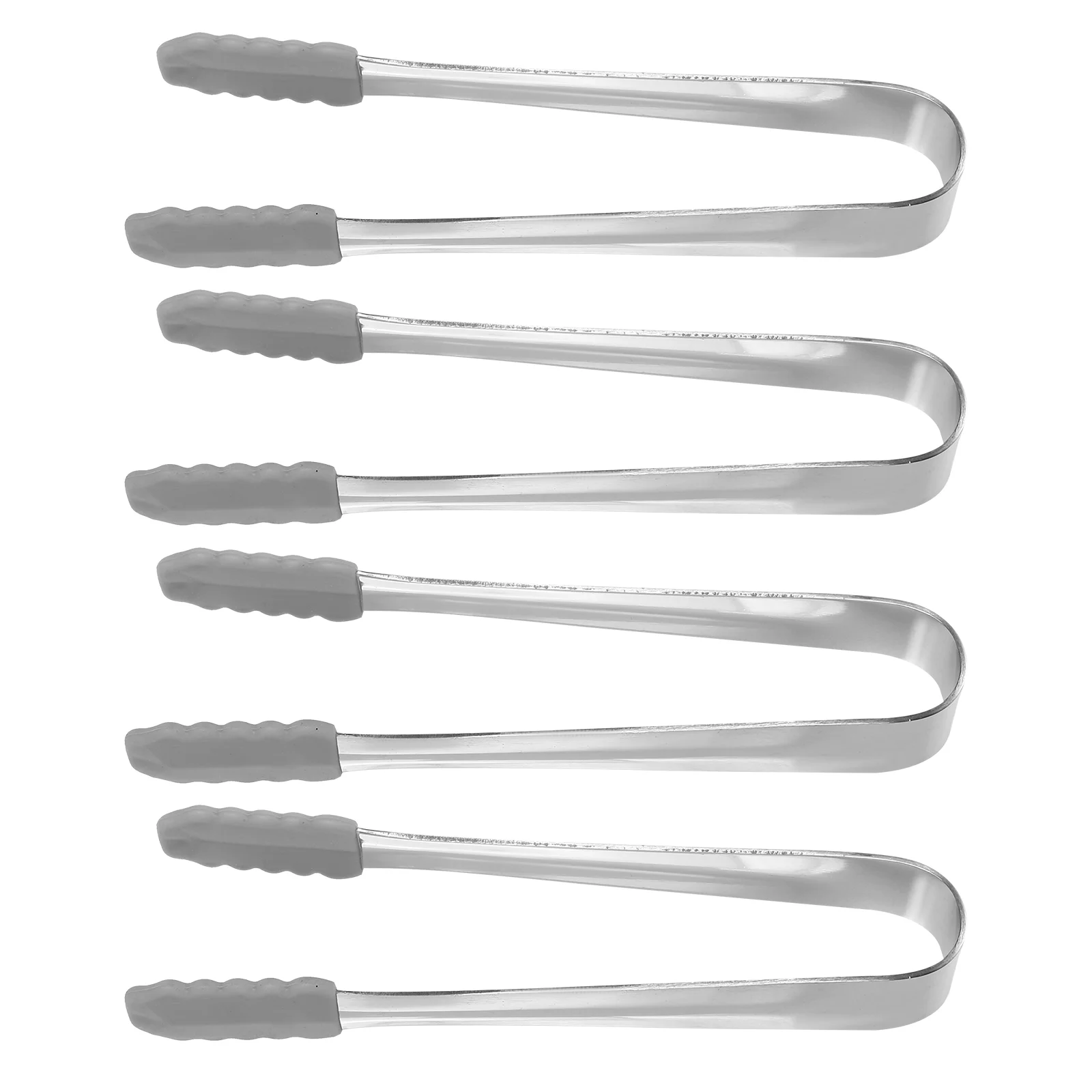 

4 Pcs Silicone Tipped Tongs Kitchen Tips Spatula Metal Chef Small Serving Utensils Stainless Steel Toaster Ice Cube
