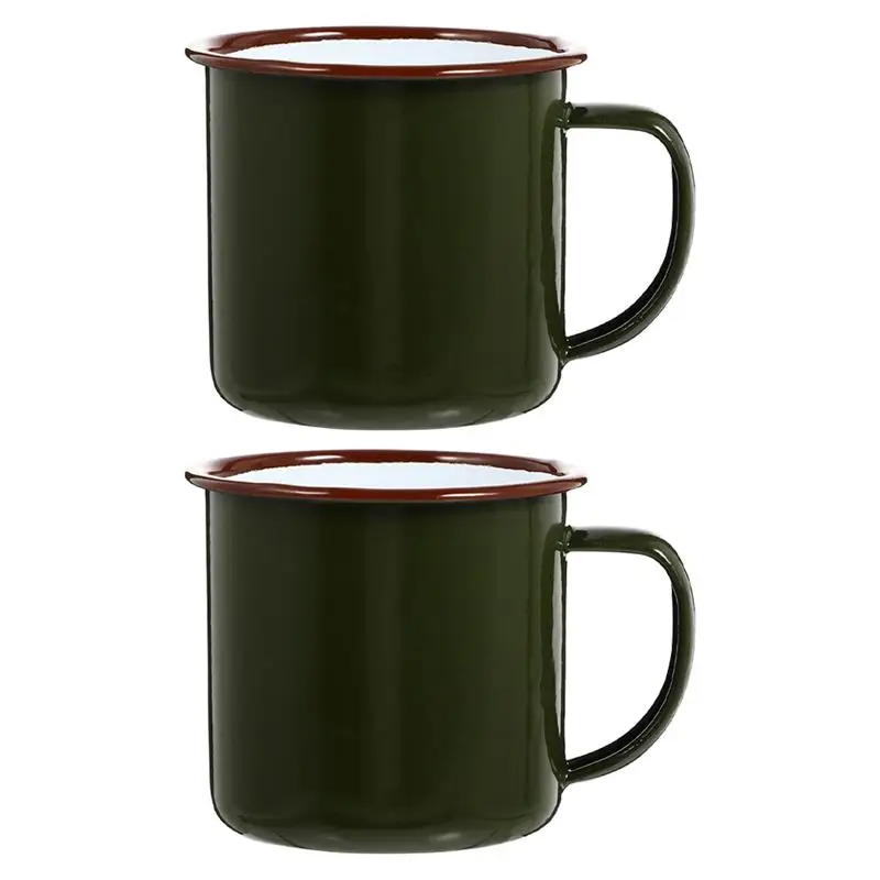 

2Pcs Vintage Iron Tass Durable Small Tass Hot Pot Mug Handmade Enamel Water Cup Drinking Coffee Tea For Home Restaurant