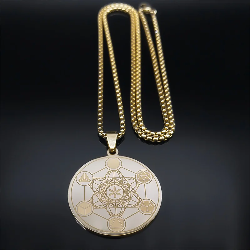 Загадочный Metatron Cube ожерелье &quotцветок жизни&quot для женщин и мужчин из нержавеющей