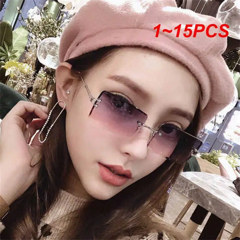 

1~15PCS New Rimless Rectangle Sunglasses for Women Men Vintage Shades Fashion Frameless UV400 Protection Lens Sun Glasses
