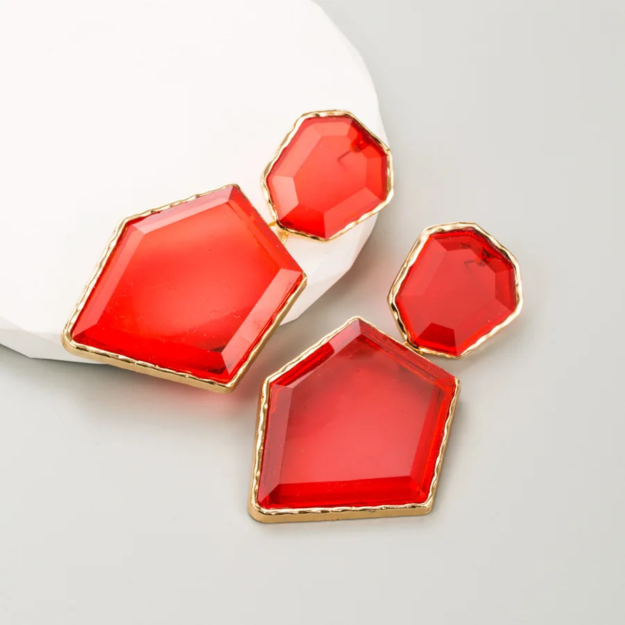 

Irregular Geometry Drop Earrings High-Quality Clear Pure Resin Statement Hot Selling Metal Fashion Jewelry Accessories Women