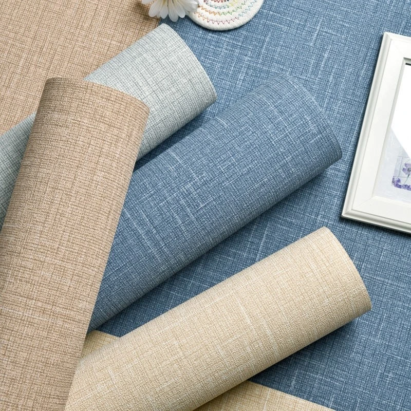 

5M Solid Color Linen Cloth Simple Wall Sticker Peel and Stick Waterproof Self Adhesive Wallpaper Room Decor Bedroom Wall Decor