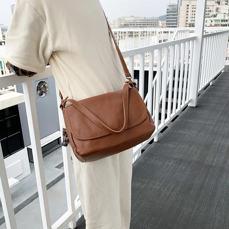 Bag Fashion Large Capacity Cowhide Single Shoulder Crossbody  Armpit Bag