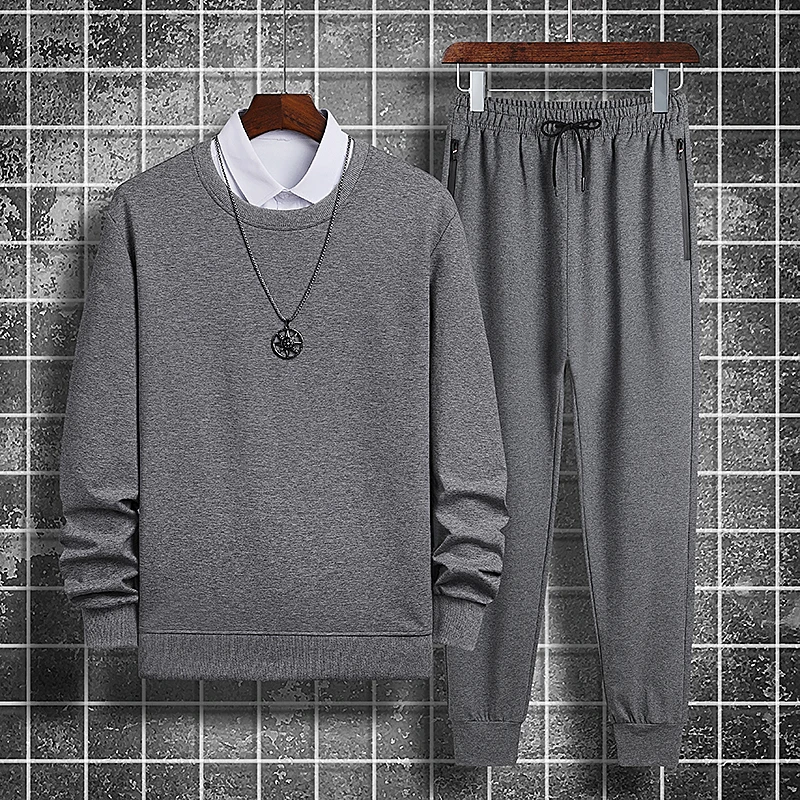 

Новинка, Осенний хлопковый комплект, мужская спортивная одежда, мужские брюки, Повседневный свитер, мужские брюки, теплые брюки большого ра...