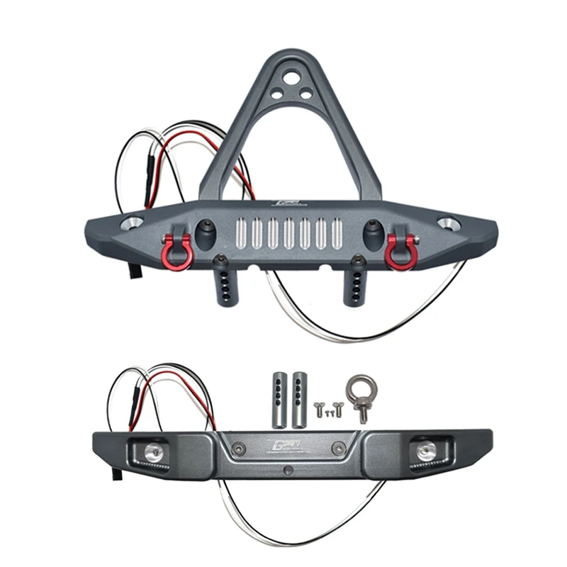 

Metal Front & Rear Bumper With Tow Hook LED Lights For Axial SCX6 AXI05000 JEEP JLU 1/6 RC Crawler Car Upgrades Parts