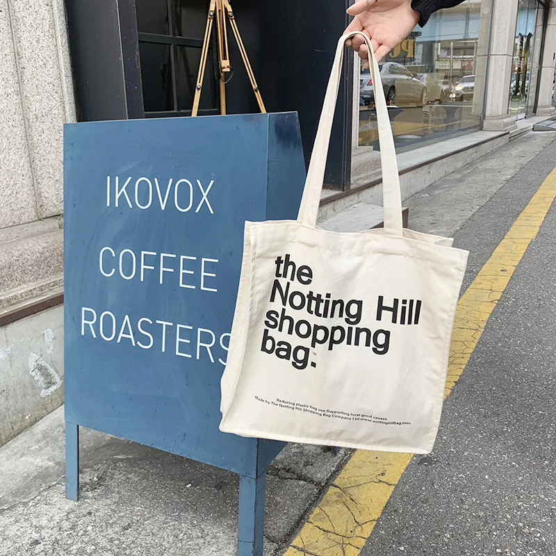 

Women Canvas Shopping Bag Notting Hill Books Bag Female Cotton Cloth Shoulder Bag Eco Handbag Tote Reusable Grocery Shopper Bags