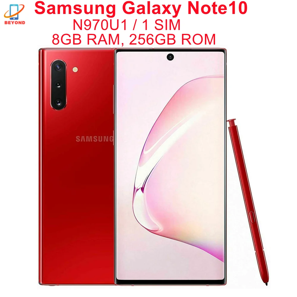 

Samsung Galaxy Note10 N970U1 Note 10 6.3" 256GB ROM 8GB RAM Octa Core NFC Snapdragon 855 Fingerprint Original 4G LTE Cell Phone