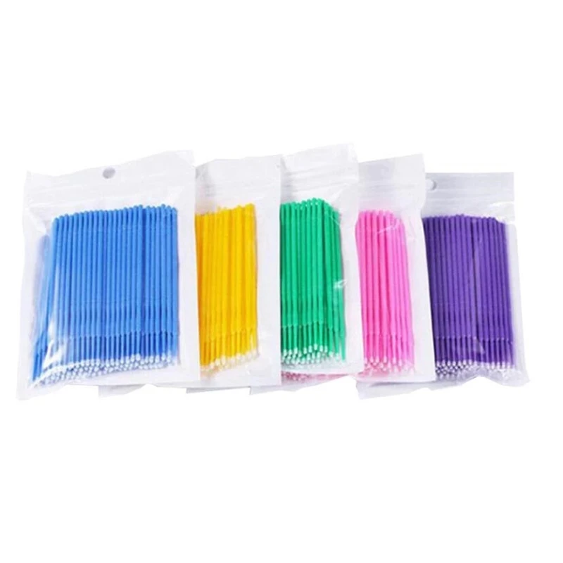 500pcs=5packs Disposable MicroBrush Eyelashes Extension Individual Lash Removing Swab Micro Brush For Eyelash Extension Tools