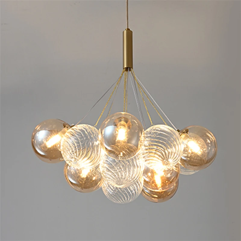 

Modern Girl Bedroom LOFT LED Pendant Light Luxury Glass Ball Bubble Pendant Lamp Clothing Store Girl Princess Room Lamp Lighting