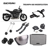 for triumph 660 motorcycle modified accessories windshield engine side cover anti fall ball starting car nail folding handbrake
