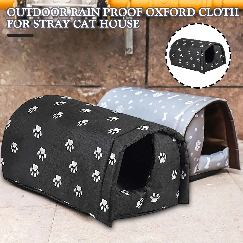 

Outdoor Warm Cat House Comfortable Cartoon Print Kennel Mat Home Erproof Quality Foldable Cat Sleeping Bed Cold-proof Cat Bed
