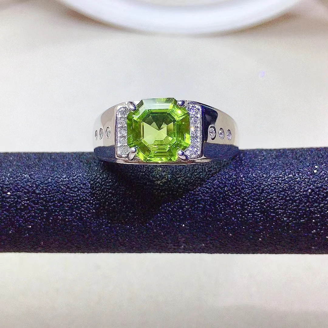 

Кольцо из 100% перидота мужское 2ct, из натурального перидота, серебряное, 925
