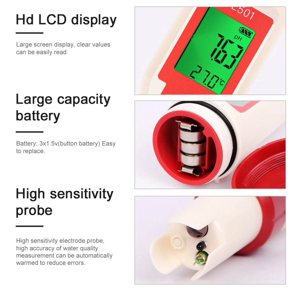 Измеритель PH/CL2/H2/ORP/температуры тестер качества воды для бассейнов питьевой