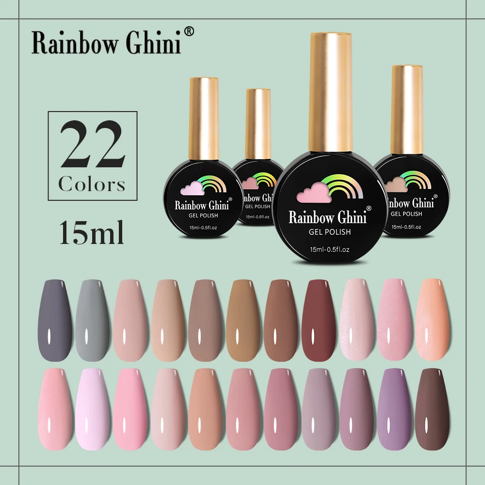 RG 15ML Gel Nail Polish Solid Pink Color Semi Permanent Super Texture Gorgeous Varnish UV/LED All For Manicure