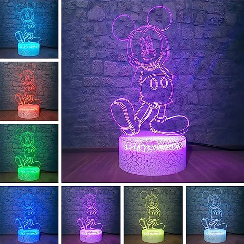 

Disney 3D LED Night Light Anime Mickey Minnie Acrylic Touch Light Lamp Bedroom Decorative Table Lamp for Kid Peripheral Toy Gift