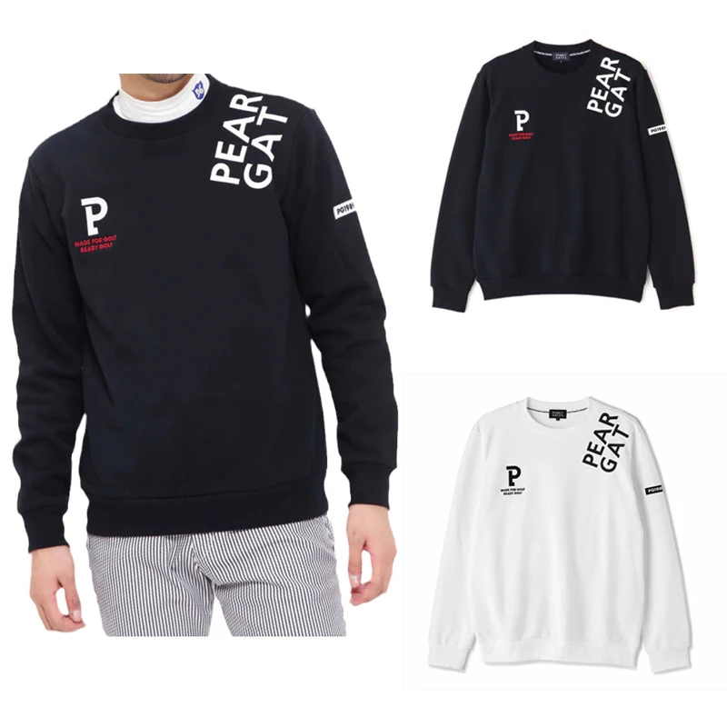 

PEARLY GATES GOLF Men's Long Sleeve Sweater 2023 Autumn/Winter New Round Neck Printing Joker Long Sleeve Pullover Sports Jersey