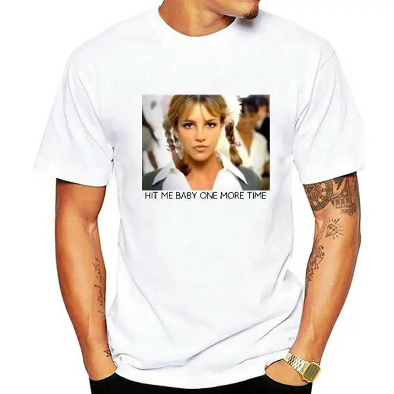 

Fashion Tops Hit Me Baby One More Time T-Shirt Women's 90s Fashion Britney Spears Lyrics Tee Street Style Hipsters