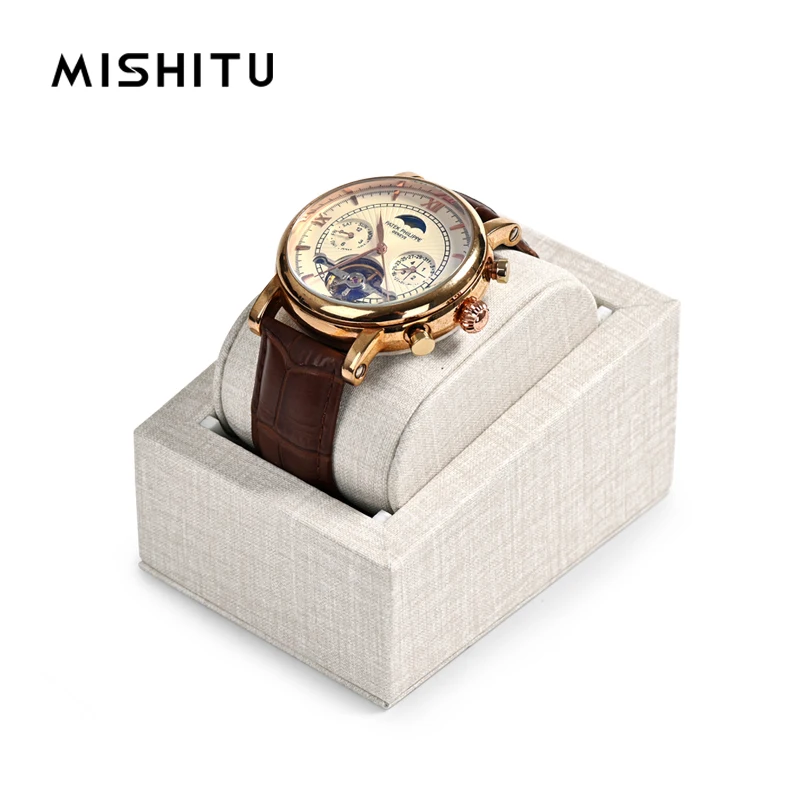 

MISHITU Light Luxury Fashion PU Leather Single Pillow Watch Stand Support Watch Placement Table Display Props
