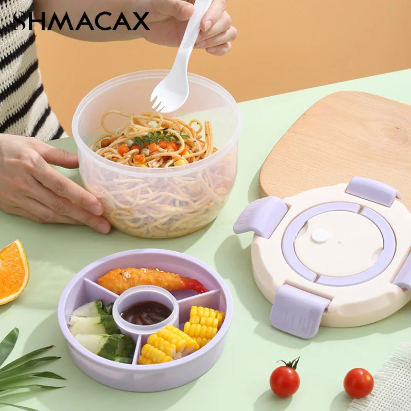 Портативные 2-слойные Салатники С Вилкой 1300 Мл Контейнер Для Обеда