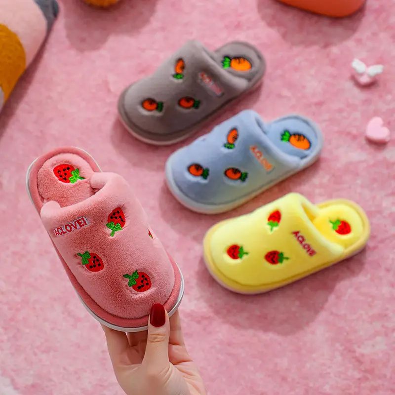 

Home Cotton Slippers for To Keep Warm Winter Children's Cotton Shoes Indoor Anti-skid Cute Girls Boys Warm Cartoon Baby Slippers