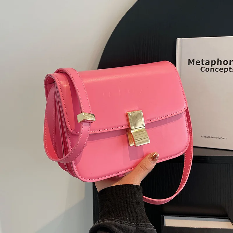 

Luxury Designer Women's Purse Handbag High Quality PU Leather Shoulder Crossbody Bag 2023 Fashion Solid Color Lady Underarm Bag