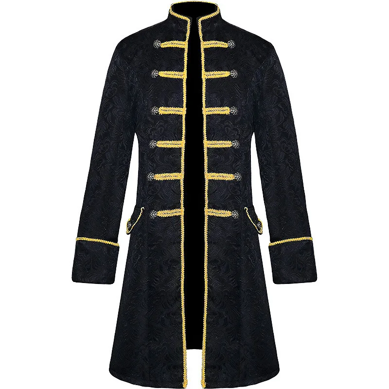 

new Vintage Solid Men Gothic Jacket Suit Steampunk Tunic Rock Frock Uniform Male Vintage Punk Metal Military Coat Outwear