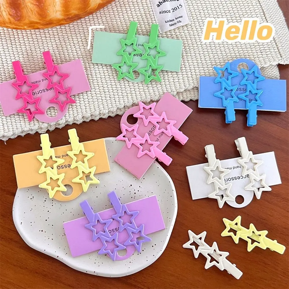 

10PCS Colorful Star Hair Clips Fluffy Cute Macaron Metal Hair Barrettes No Crease Y2K Flat Hair Pins Girls Baby Kids Women