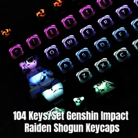 104 keysset genshin impact raiden shogun anieme custom keycaps design backlit black hole keycap coated for mechanical keyboard