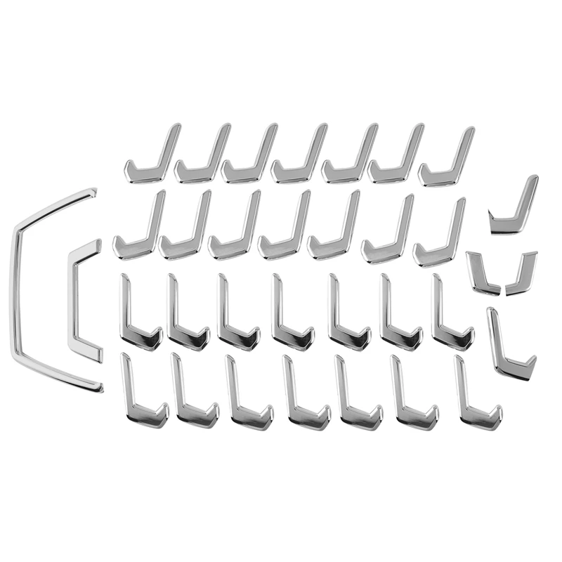 

34Pcs Chrome Front Center Grille Grill Moulding Strips Cover Trim For Toyota Yaris Cross 2020 2021 Car Styling
