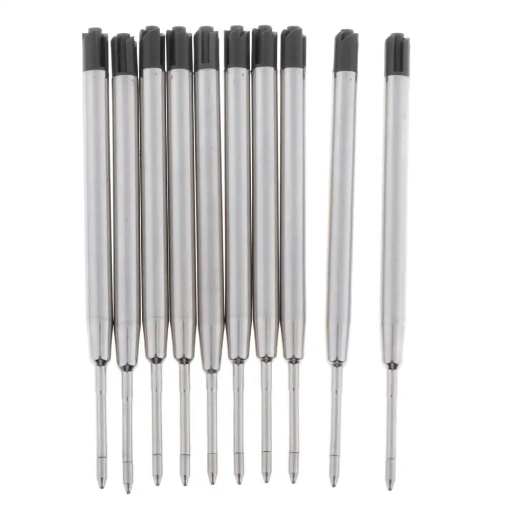 

10pcs Metal Ballpoint Pen Refills Ink Ball Point Pen Replacement Black Ink