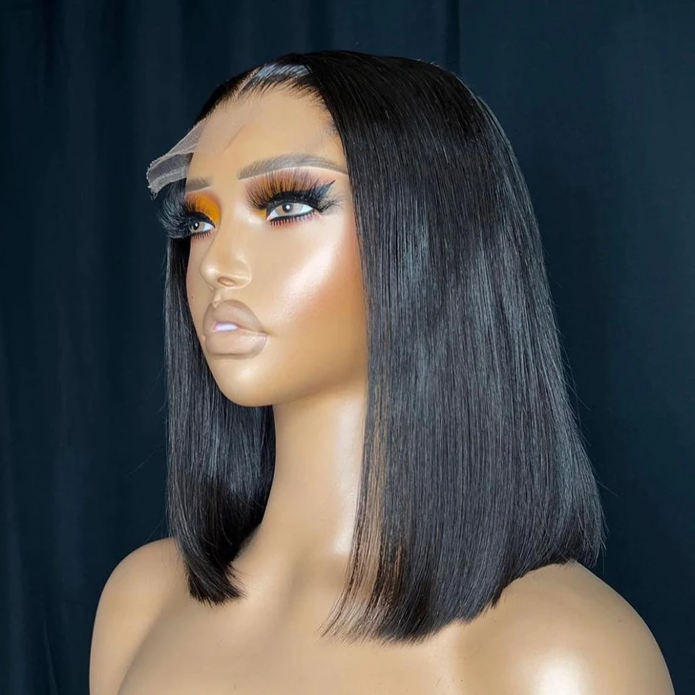Фото Парик Wear And Go Straight Bob для женщин, человеческие волосы, плотность 350, 13 × 6 HD, прозрачный парик шнурка, 100% человеческие волосы, предварительно выщипанные, 8-14 дюймов №3