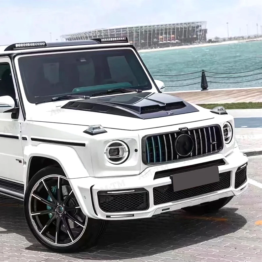 Фото Для Mercedes-Benz G-класса W463 G500 G55 G63 G350 1997-2016: Комплект обвеса из карбона для переднего бампера, крышки двигателя и капота с вентиляционными отверстиями №5