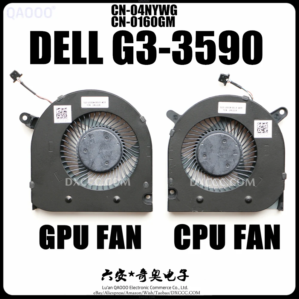 QAOOO кулер вентилятор для DELL G3-3590 P89F CPU охлаждающий вентилятор 04NYWG 0160GM 023.100G9.0013 & 023.100GA.0013