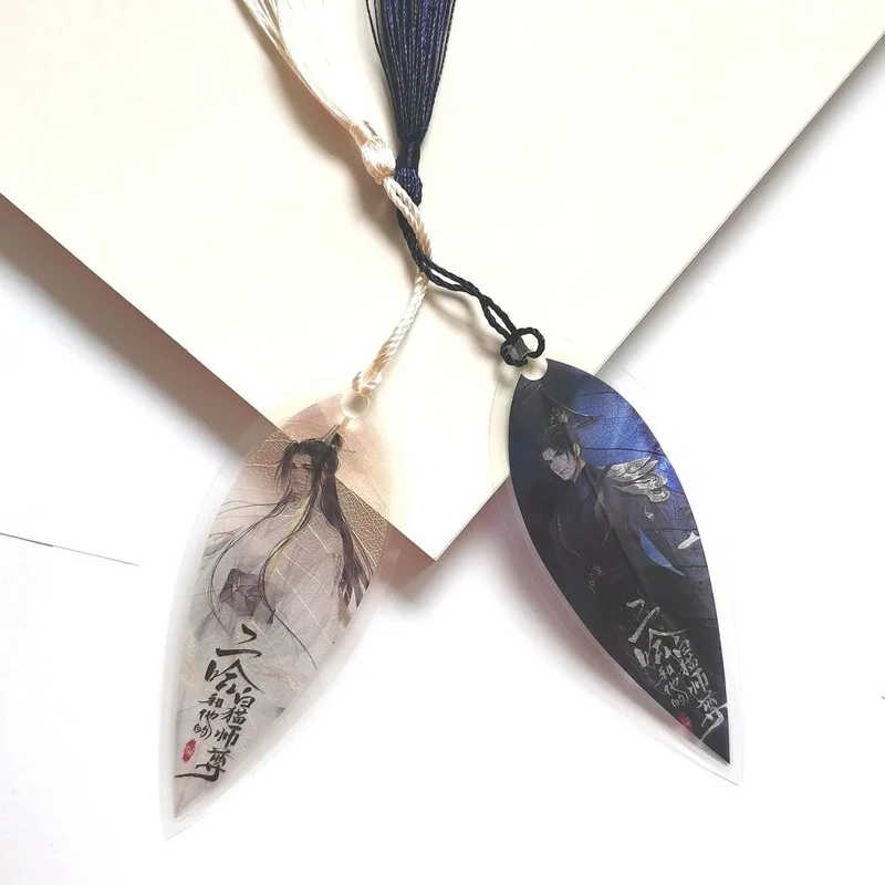 

Erha and His White Cat Master Bookmark Antiquity Creative Leaf Vein Bookmarks for Books Mo Ran Chu Wanning Tassel Pendant Gift