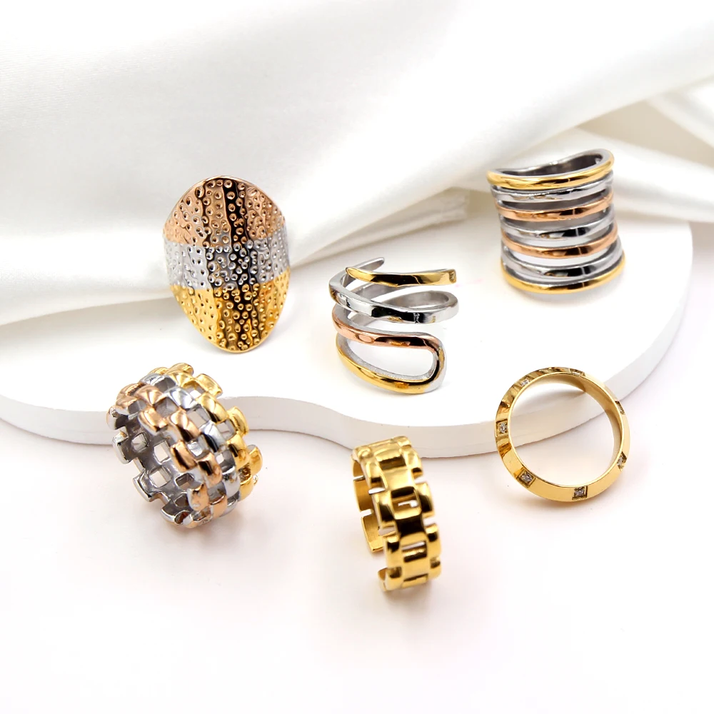 

LUXUKISSKIDS HipHop Gothic Rings New Fine Jewelry For Signet Man/Woman Link Chains Chunky Rings Silver Plated Rock Free Shipping