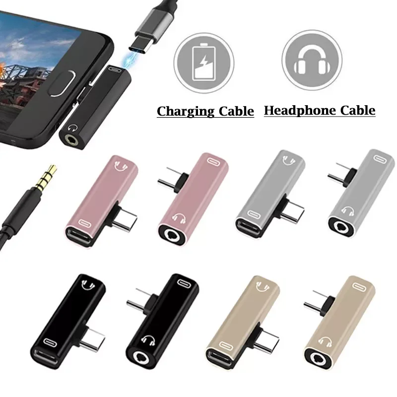 

C Audio Adapter Plug To 3.5mm 2 In1 Adapter Plug Socket Audio Converter Jack for Xiaomi Samsung Type-C Phone Earphone MP3